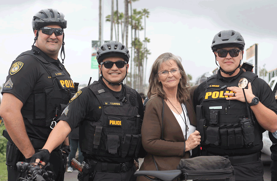 College police in uniform on bicycles at the MLK Parade