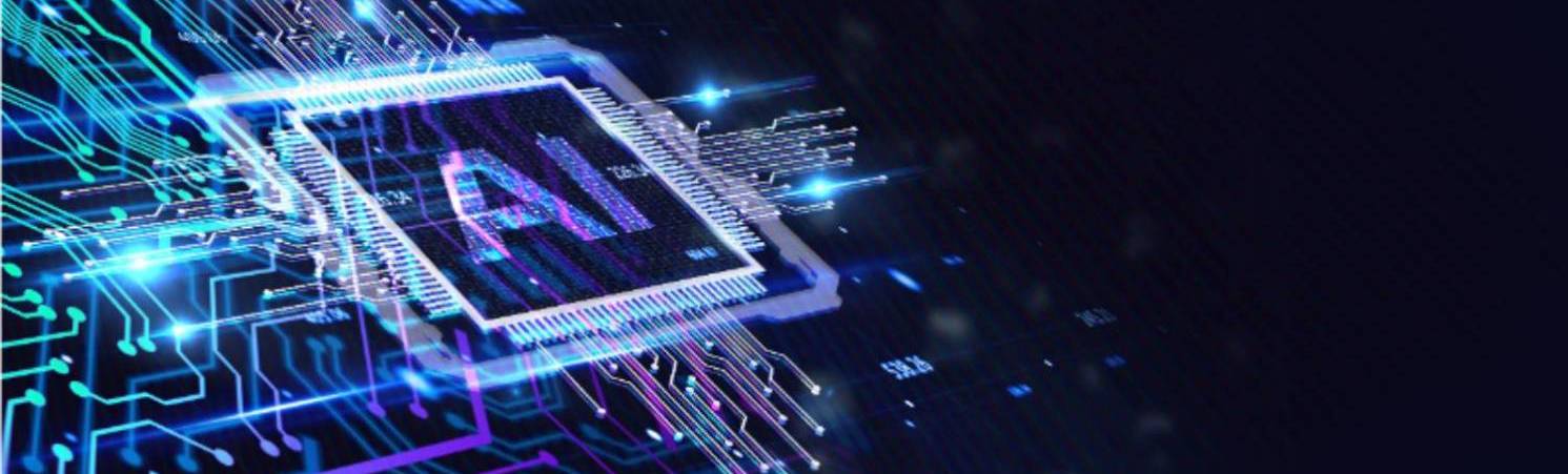 A blue microchip that says A I