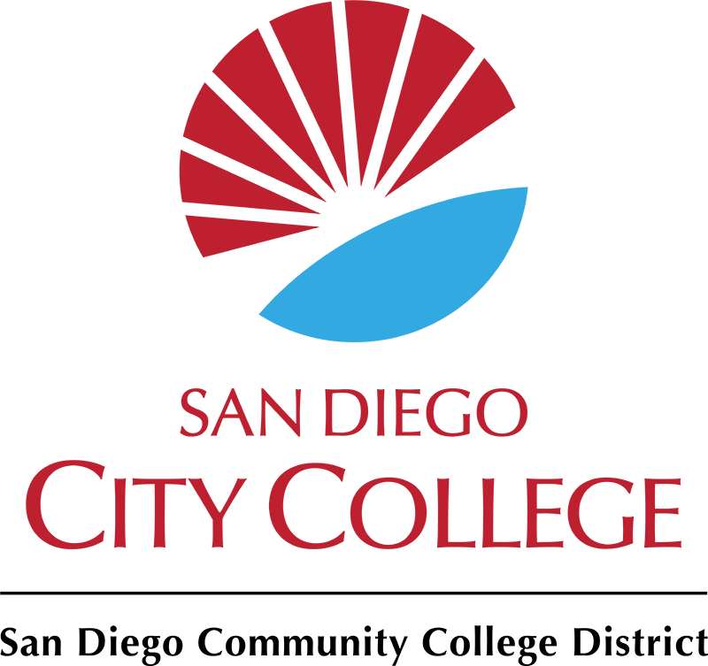 sunburst logo in city red and district blue with city wordmark and district name city-district wordmark vertical