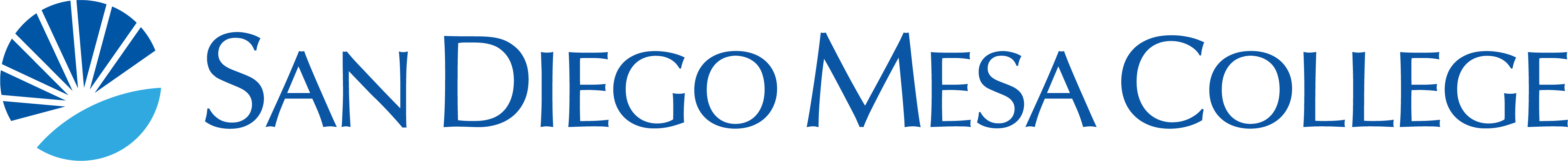 mesa-district 1 line color logo blue and cyan suburst logo next to words san diego mesa college