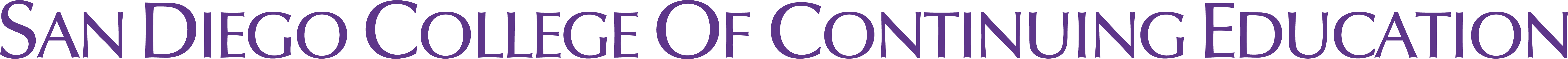 sdcce one line color logo wordmark san diego college of continuing education on one line color logo