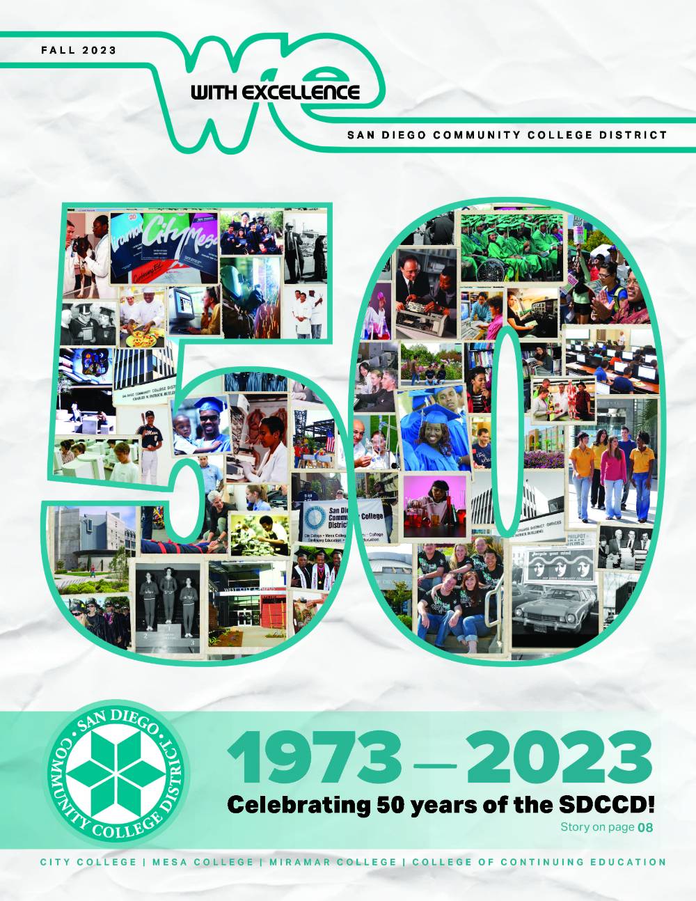 A large number 50 on the cover of the anniverary issue of WE magazine