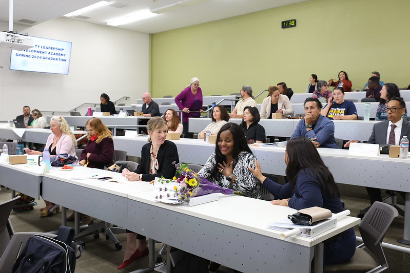 SDCCD faculty sitting in a classroom